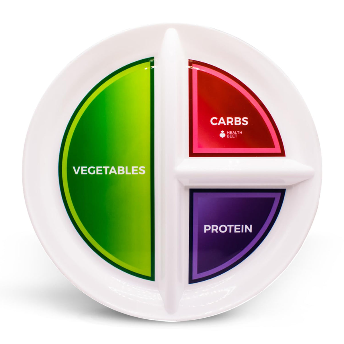 Health Beet platillo 10 pulgadas con divisiones para vegetales, facilita porciones equilibradas.