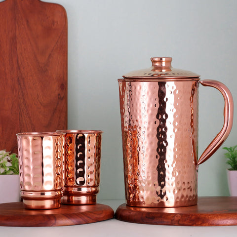HealthGoodsIn vasos de cobre puro con detalle artesanal para uso diario