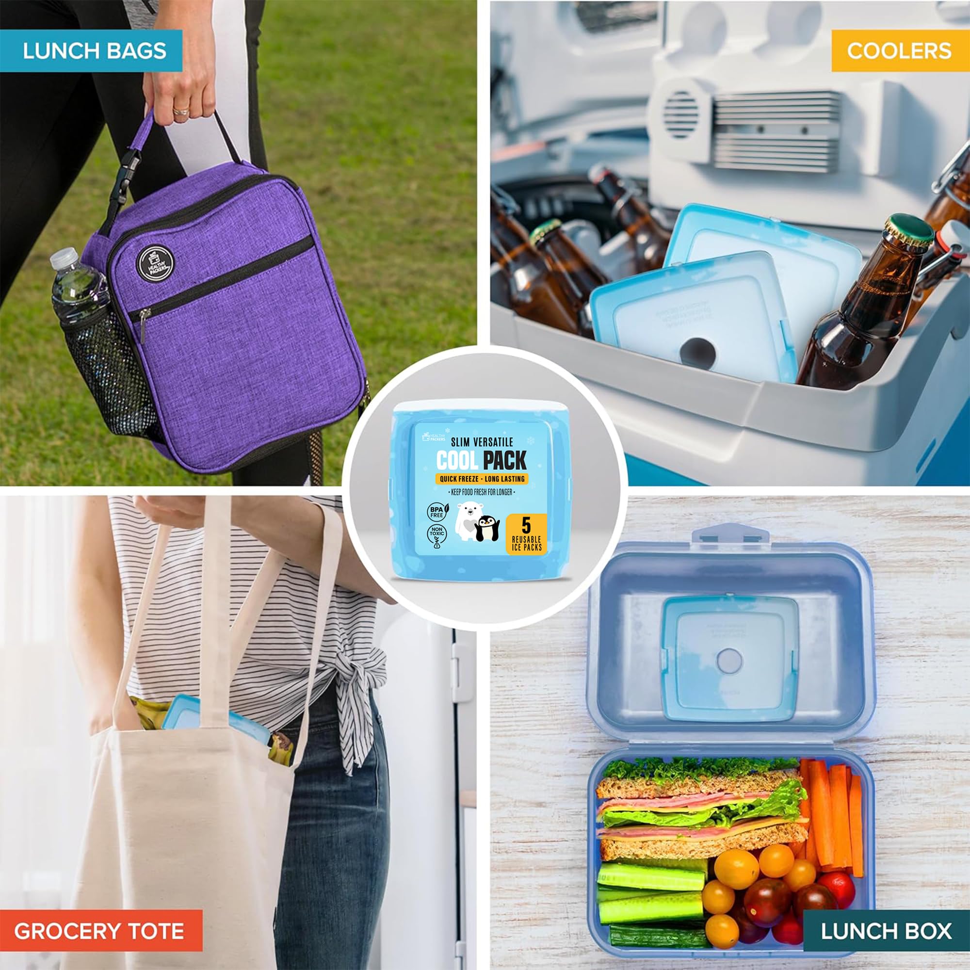 Healthy Packers: compresas de hielo compactas para loncheras, ideales para almuerzo escolar