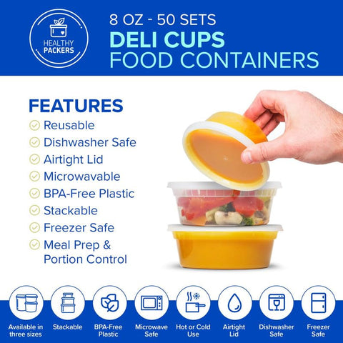 Healthy Packers contenedores deli 8oz apilables para ganar espacio