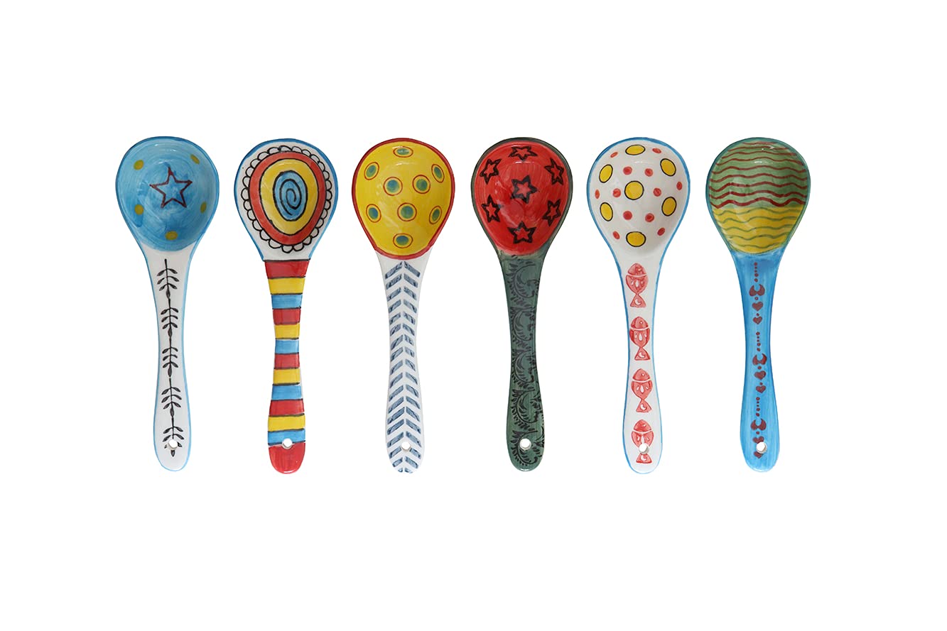 Heart & Home: juego de 6 cucharas cerámicas para servir sopas con estilo.