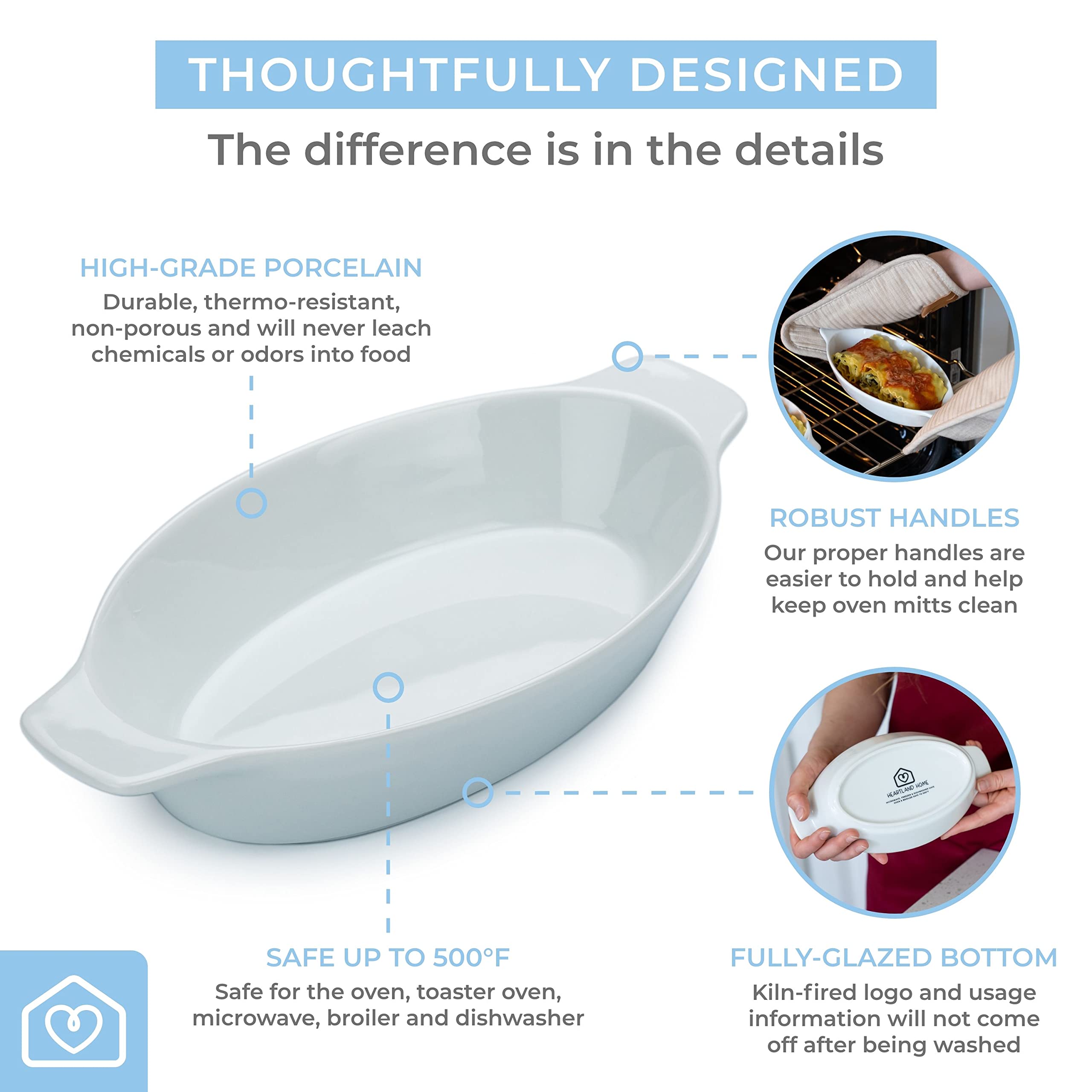 Heartland Home gratín mini-oval; ideal para gratinar y presentar platos