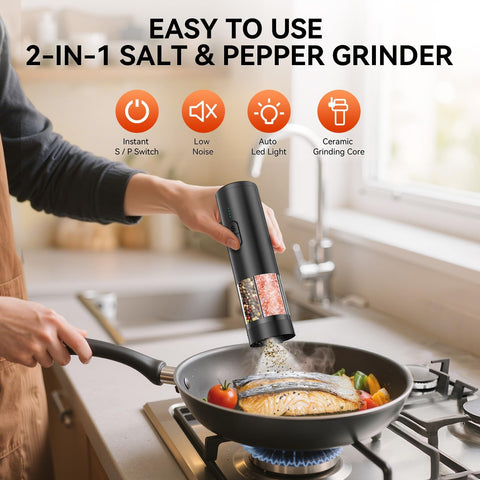 HeatBay molinillo recargable USB con batería de larga duración para cocina ocupada
