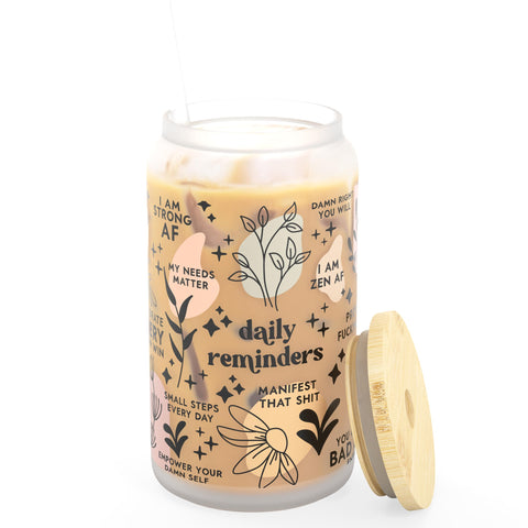 Heather & Willow: jarra de vidrio 16 oz ideal para café frío y bebidas refrescantes.
