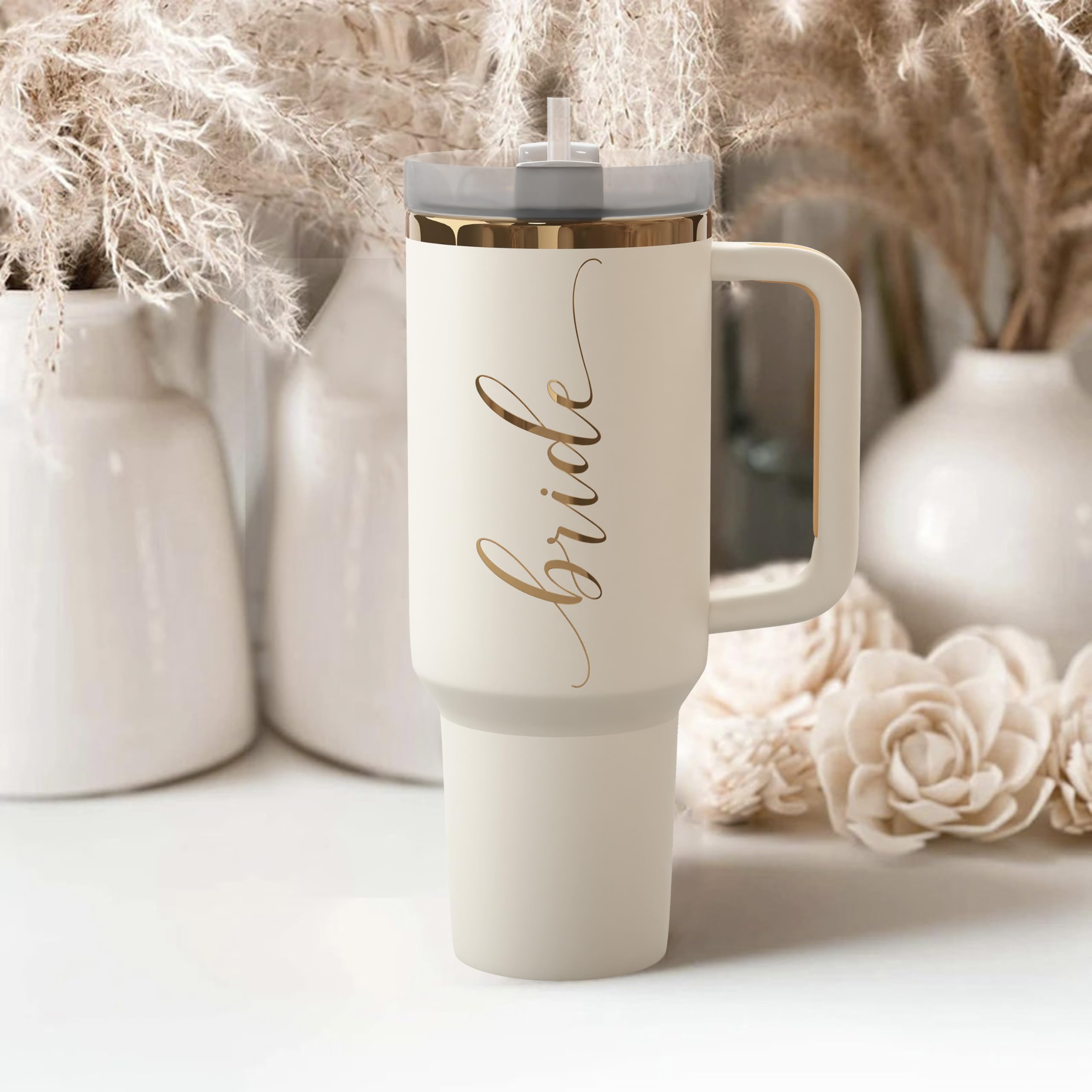 Vaso Heather Willow con tapa y pajilla, acero inoxidable y fácil de limpiar.