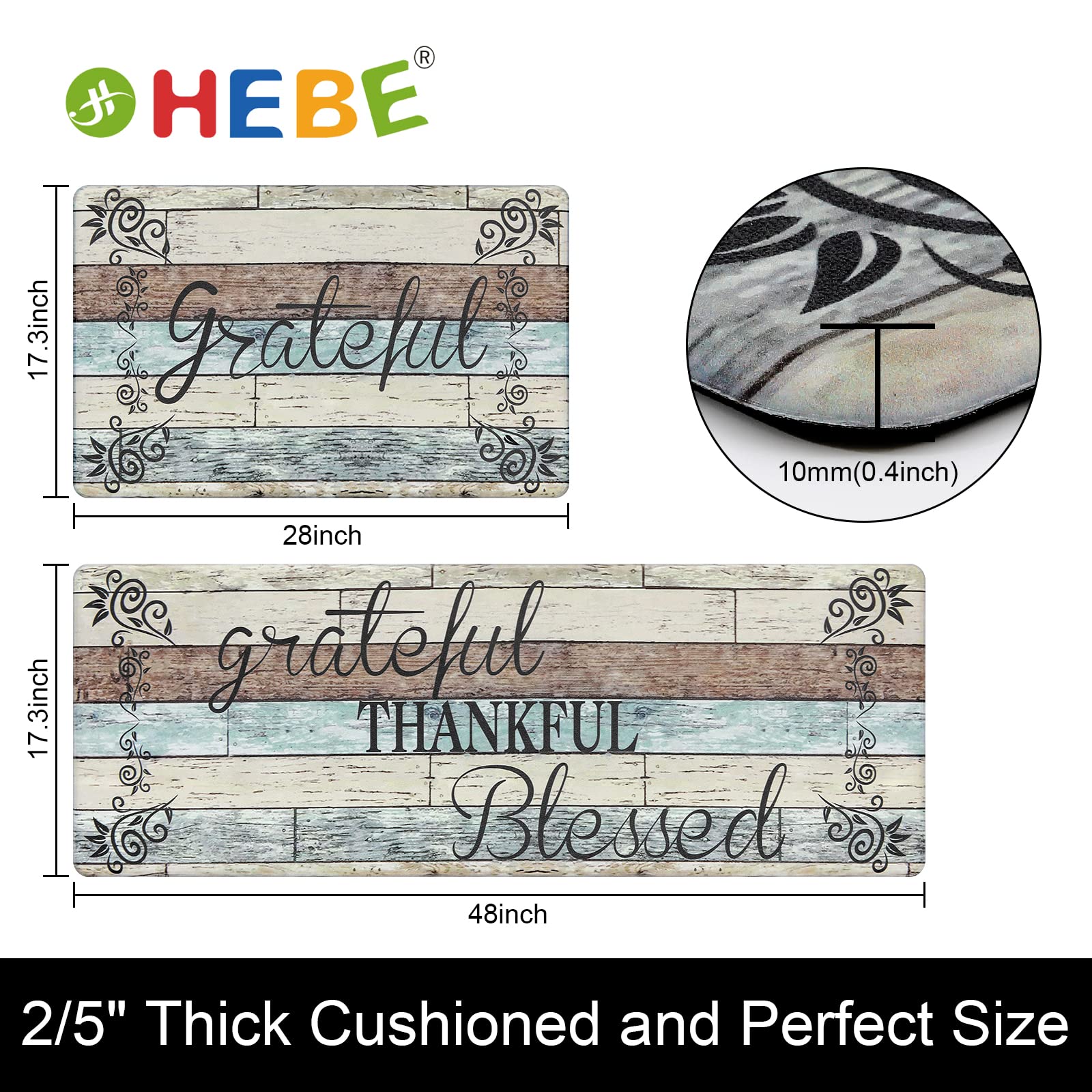 HEBE manta-cocina-confort-0,4-pulgadas: acolchado suave para pie.
