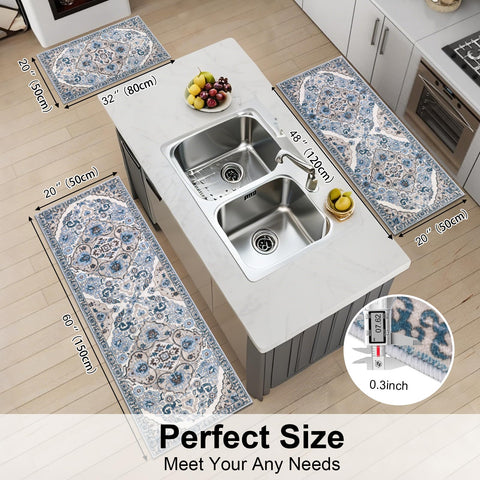 HEBE RUGS alfombras cocina antideslizantes con respaldo de TPR y algodón