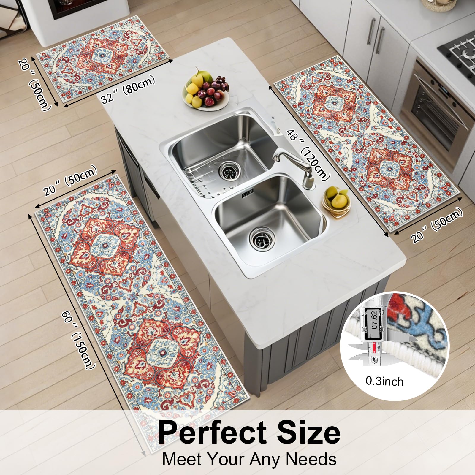 HEBE RUGS alfombras cocina antideslizantes con respaldo TPR y algodon para evitar deslizamientos