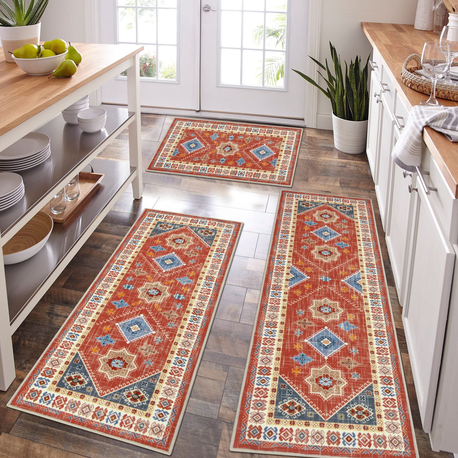 HEBE RUGS Alfombras cocina Boho 3 piezas para suelo limpio y cómodo