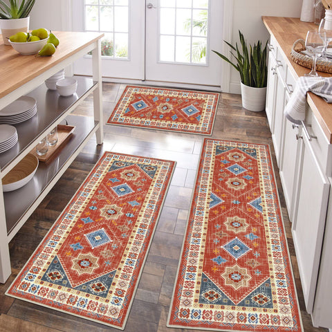 HEBE RUGS Alfombras cocina Boho 3 piezas para suelo limpio y cómodo