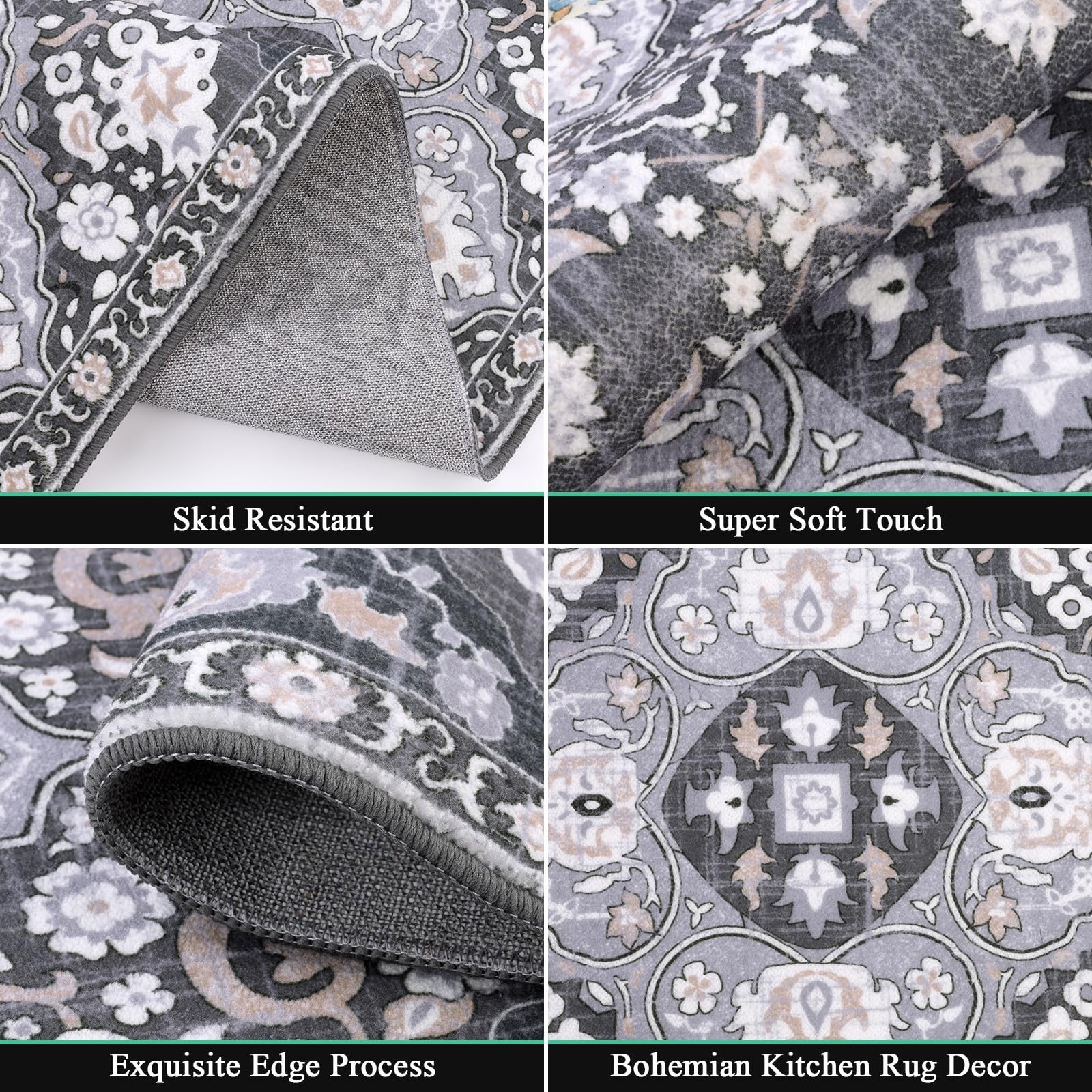 Alfombra lavable a máquina HEBE RUGS para limpieza fácil.