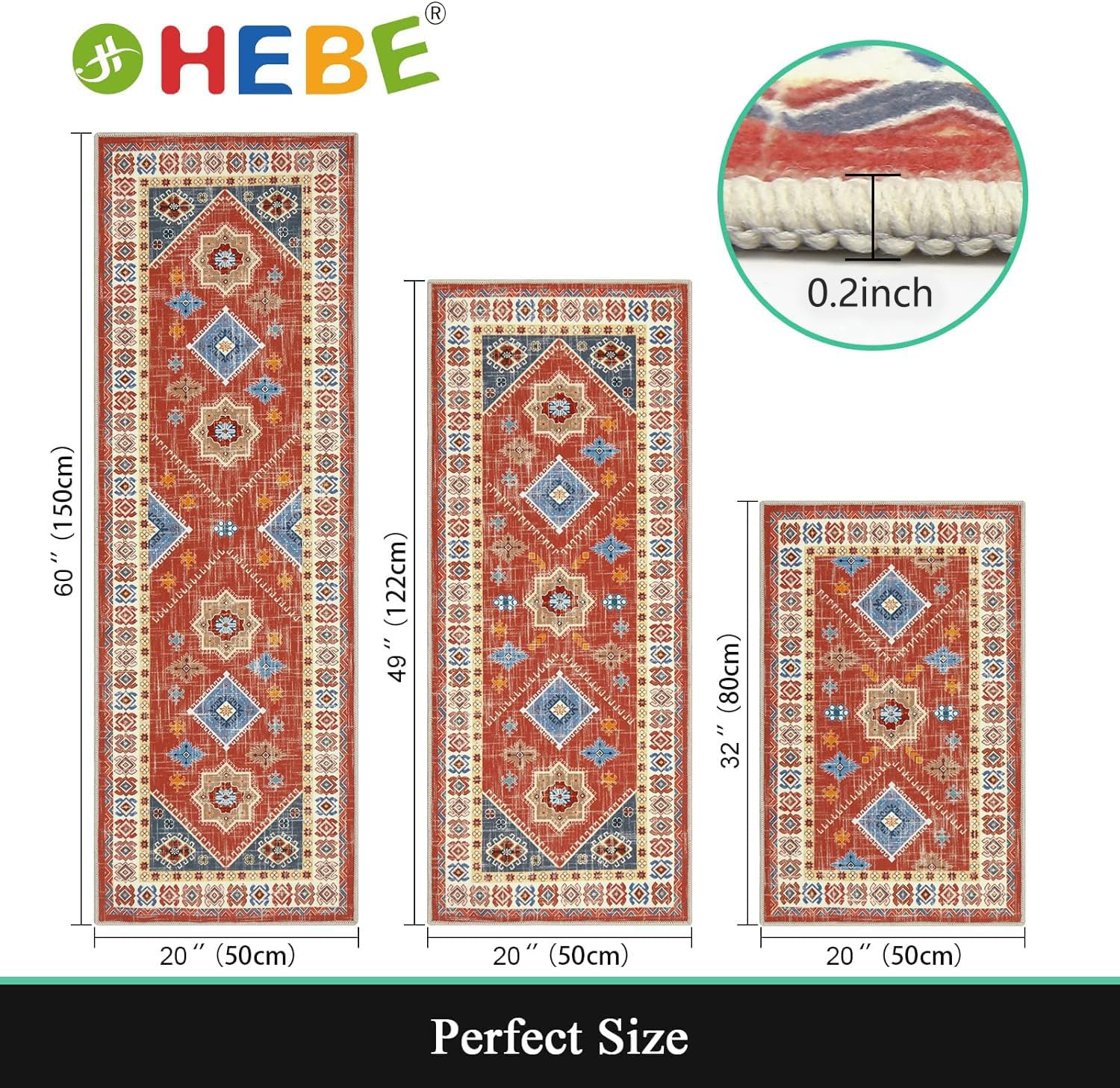 HEBE RUGS runner antideslizante 20x32 pulgadas evita resbalones en la cocina