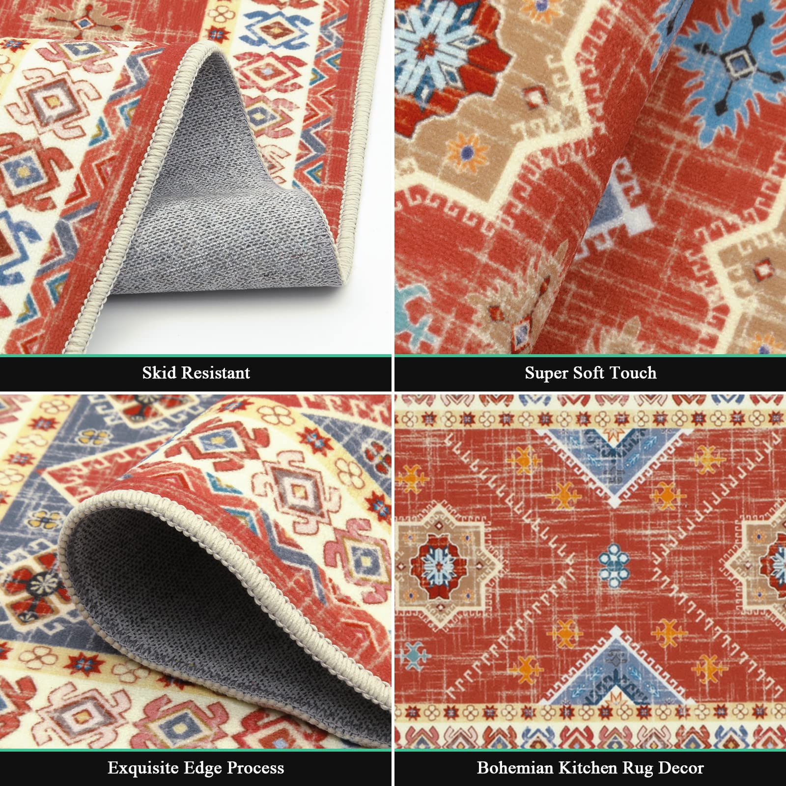 HEBE RUGS runner 20x59 pulgadas para entrada, aporta boho y comodidad