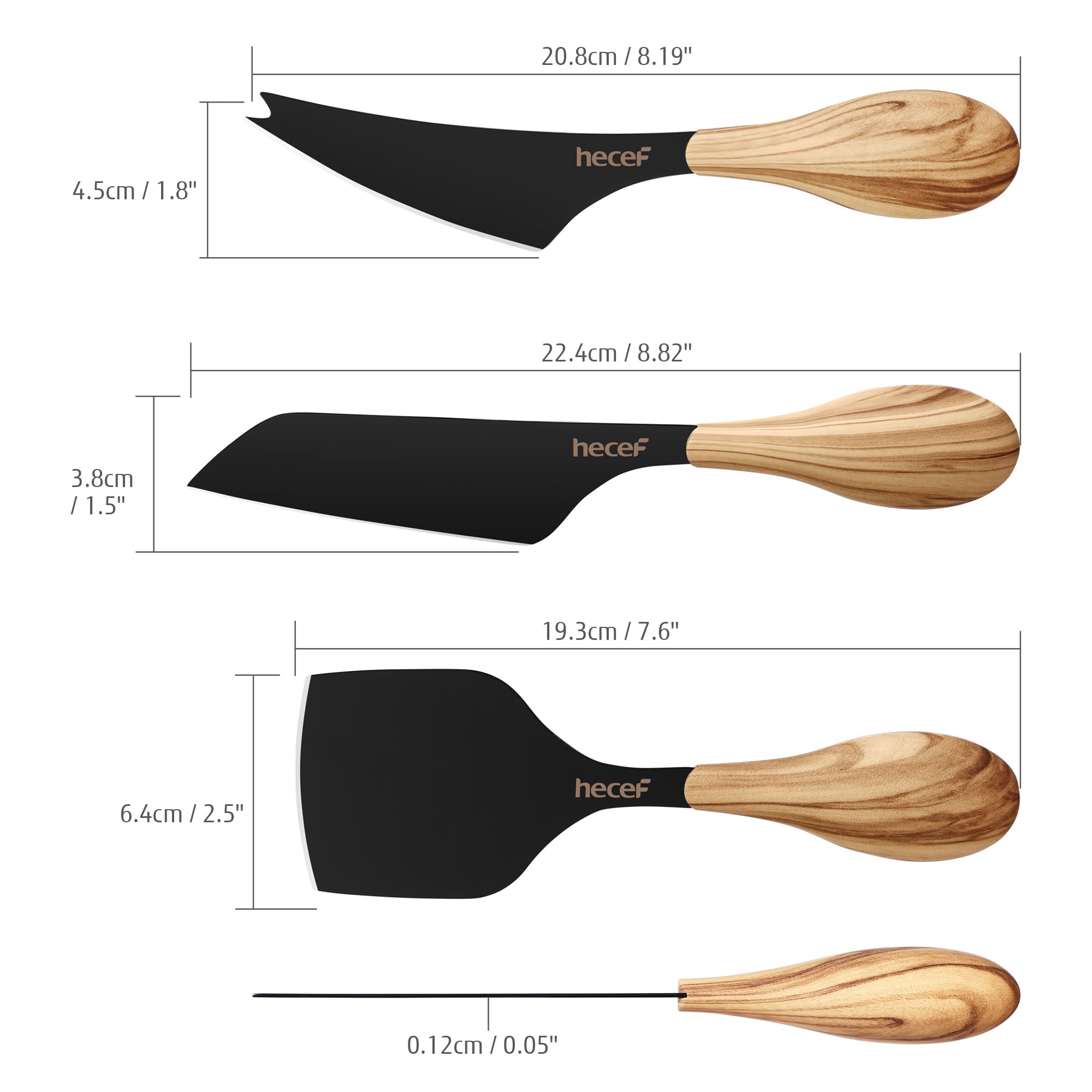 Cuchillo para queso duro de hecef, mango de madera y filo resistente.