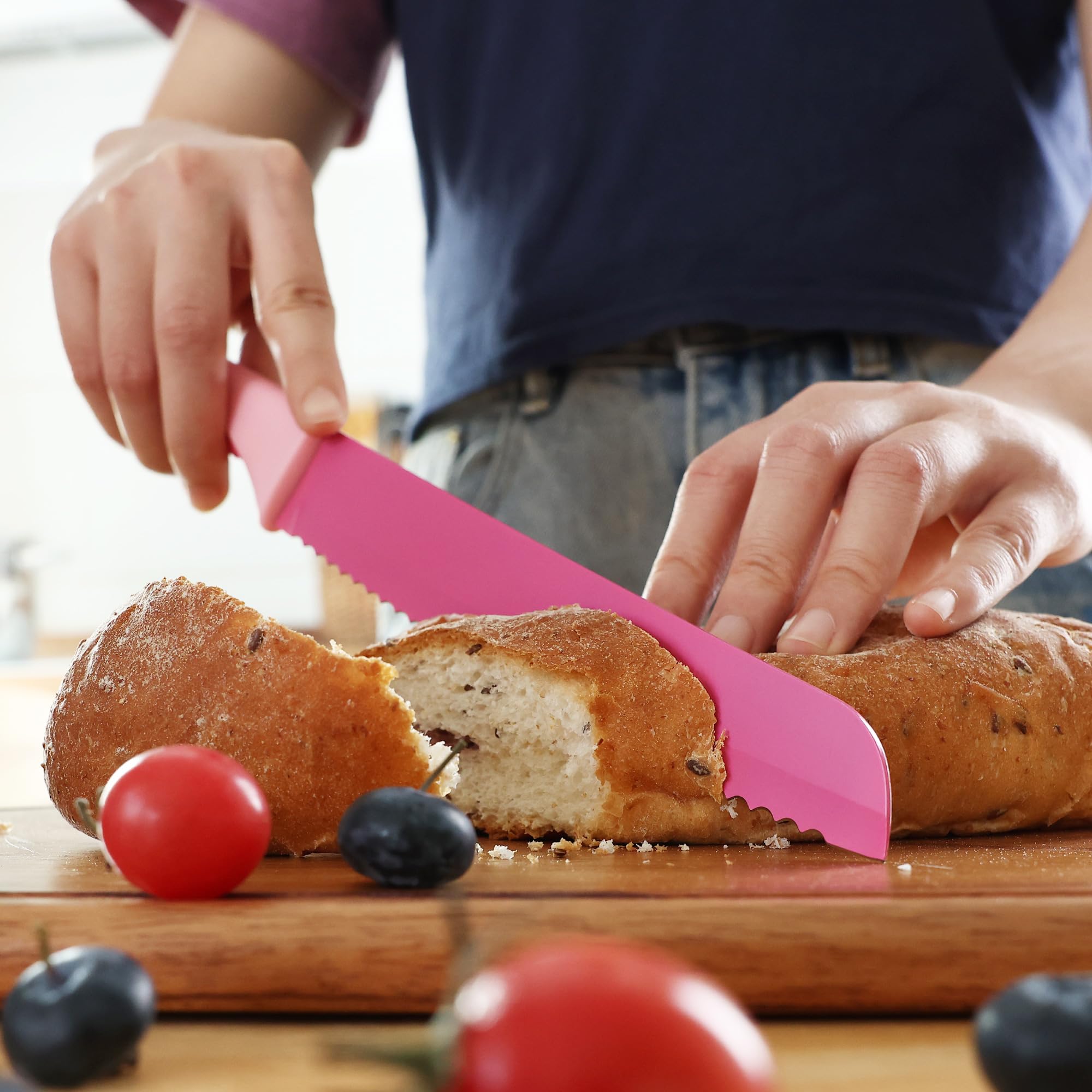 hecef estuche de madera rosa fucsia para almacenamiento seguro de cuchillos