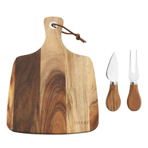 Tabla Hecef con superficie de acacia para servir quesos y aperitivos.