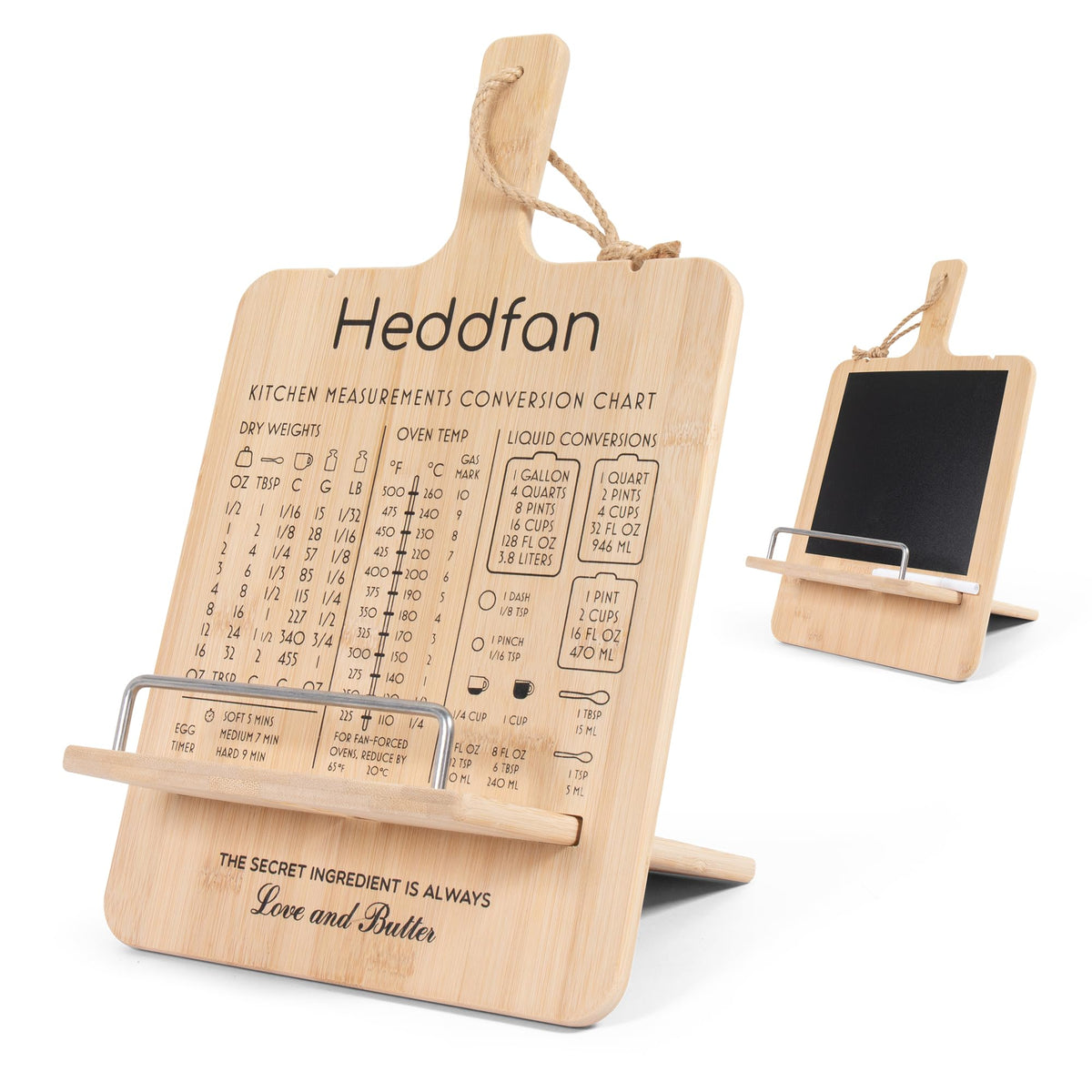 HEDDFAN soporte-libro-cocina ajustable en bambú para recetas claras