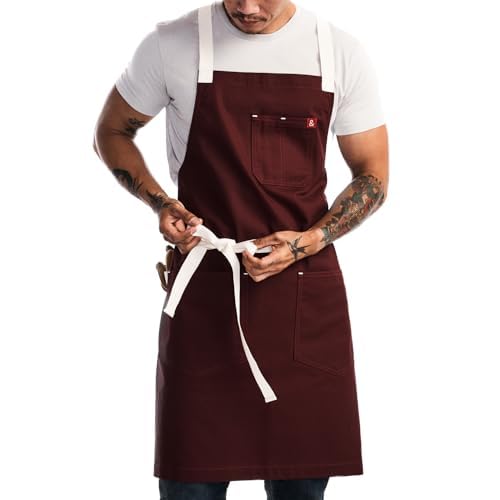 Delantal Cruzback Hedley & Bennett con bolsillos dobles para herramientas al alcance.