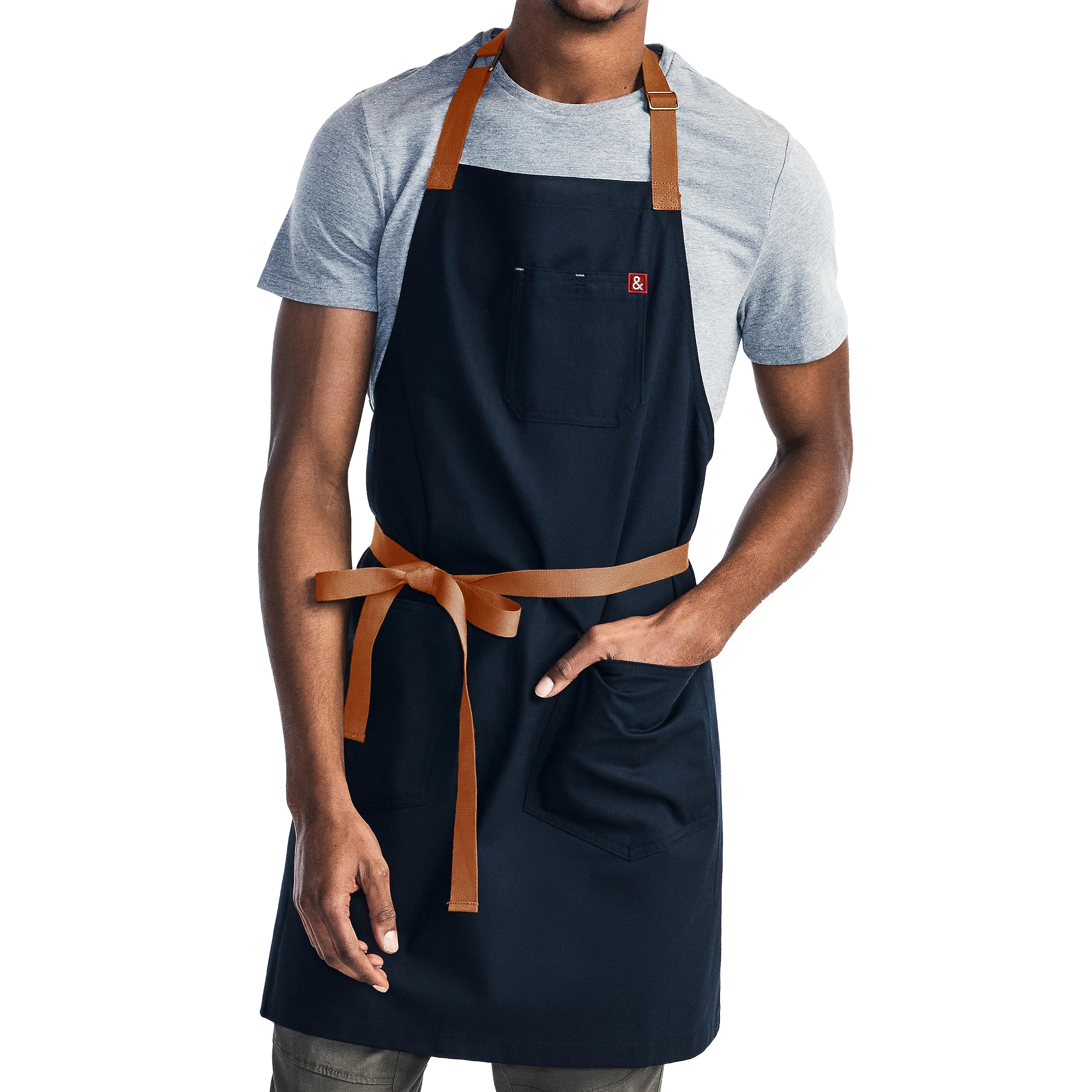Delantal Esencial Hedley Bennett con ajuste de cuello para cocineros en azul noche.