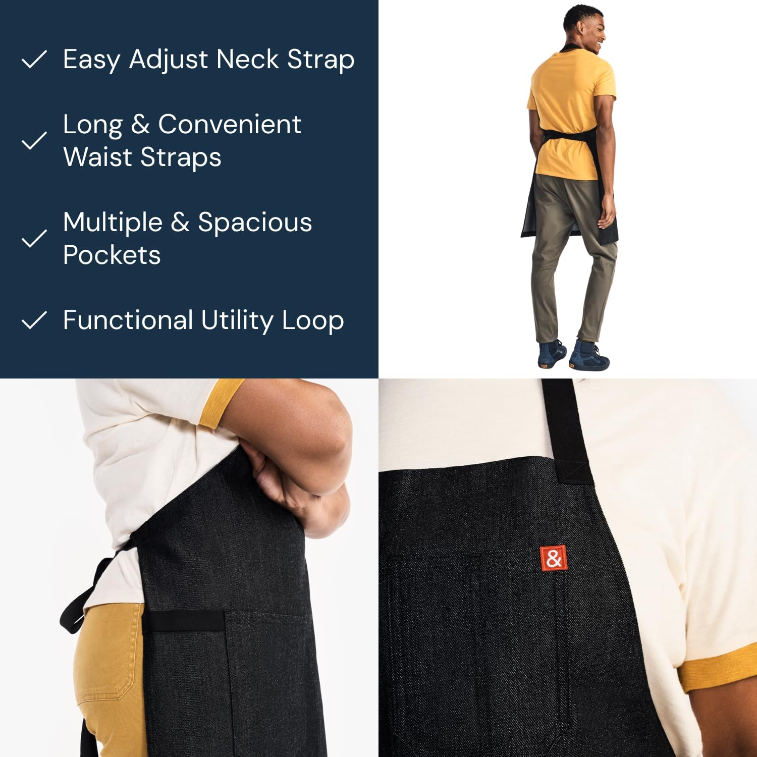 Hedley & Bennett Delantal: ajuste de cuello ajustable para comodidad durante horas de cocina.