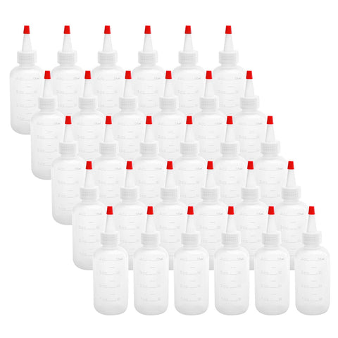 Hedume botellas 4 oz con tapa roja y medición para uso preciso en la cocina