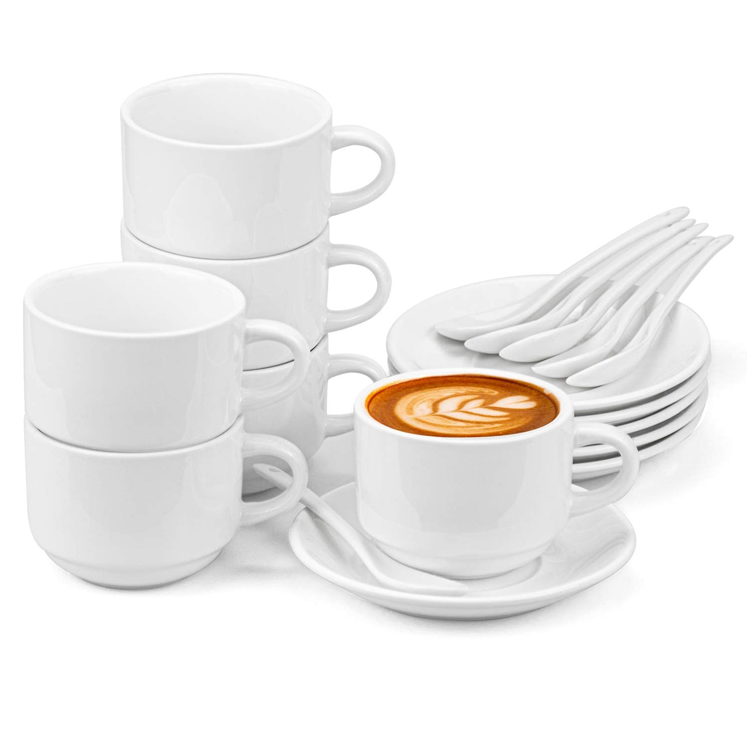 Hedume tazas espresso 5 onzas con platillos, diseño elegante para café diario