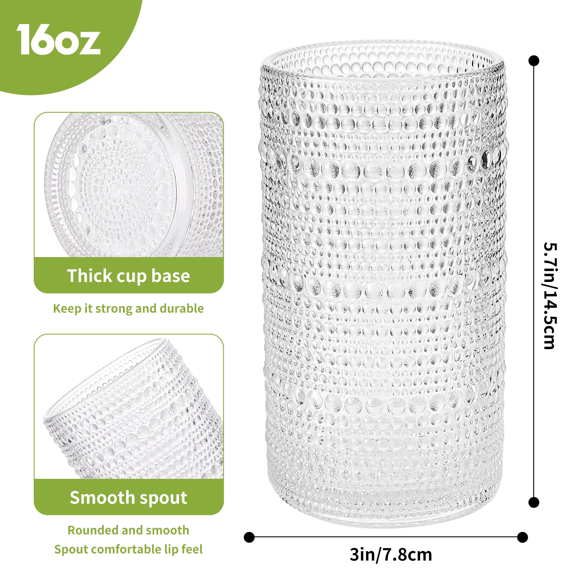 Conjunto de 6 vasos HEFBCOMK hobnail para cócteles y bebidas