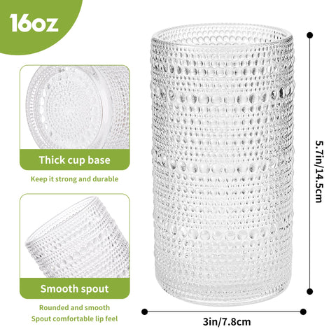 Conjunto de 6 vasos HEFBCOMK hobnail para cócteles y bebidas