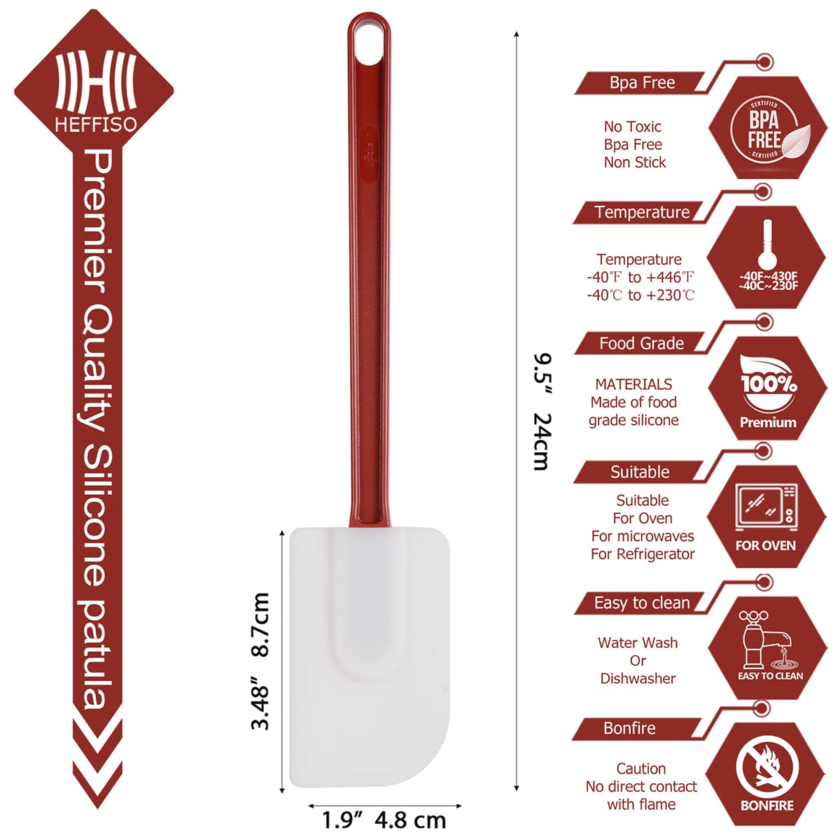 Heffiso espatula silicona profesional para cocina, duradera y sanitaria