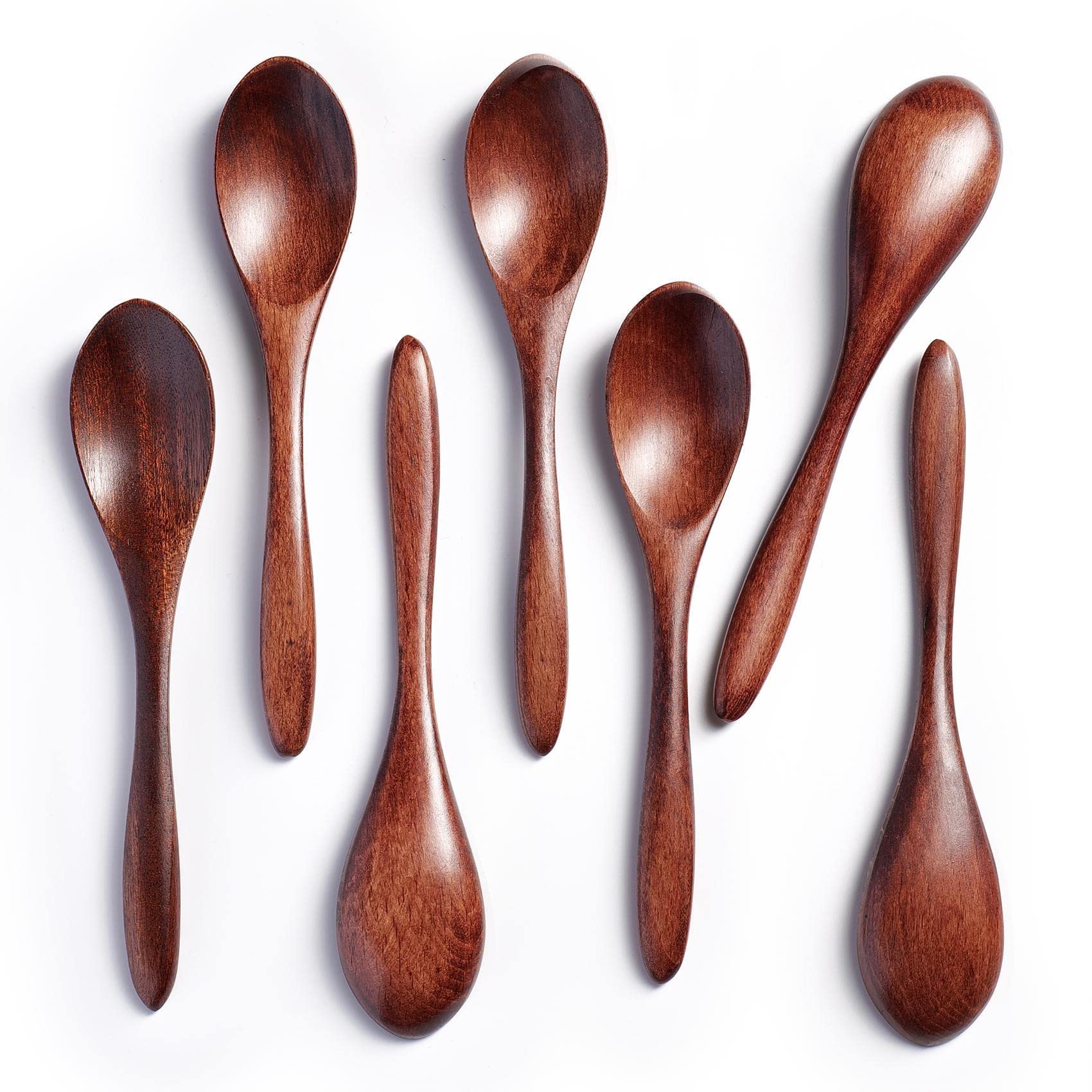 Hefild conjunto 7 cucharas de madera pequenas para servir miel con elegancia