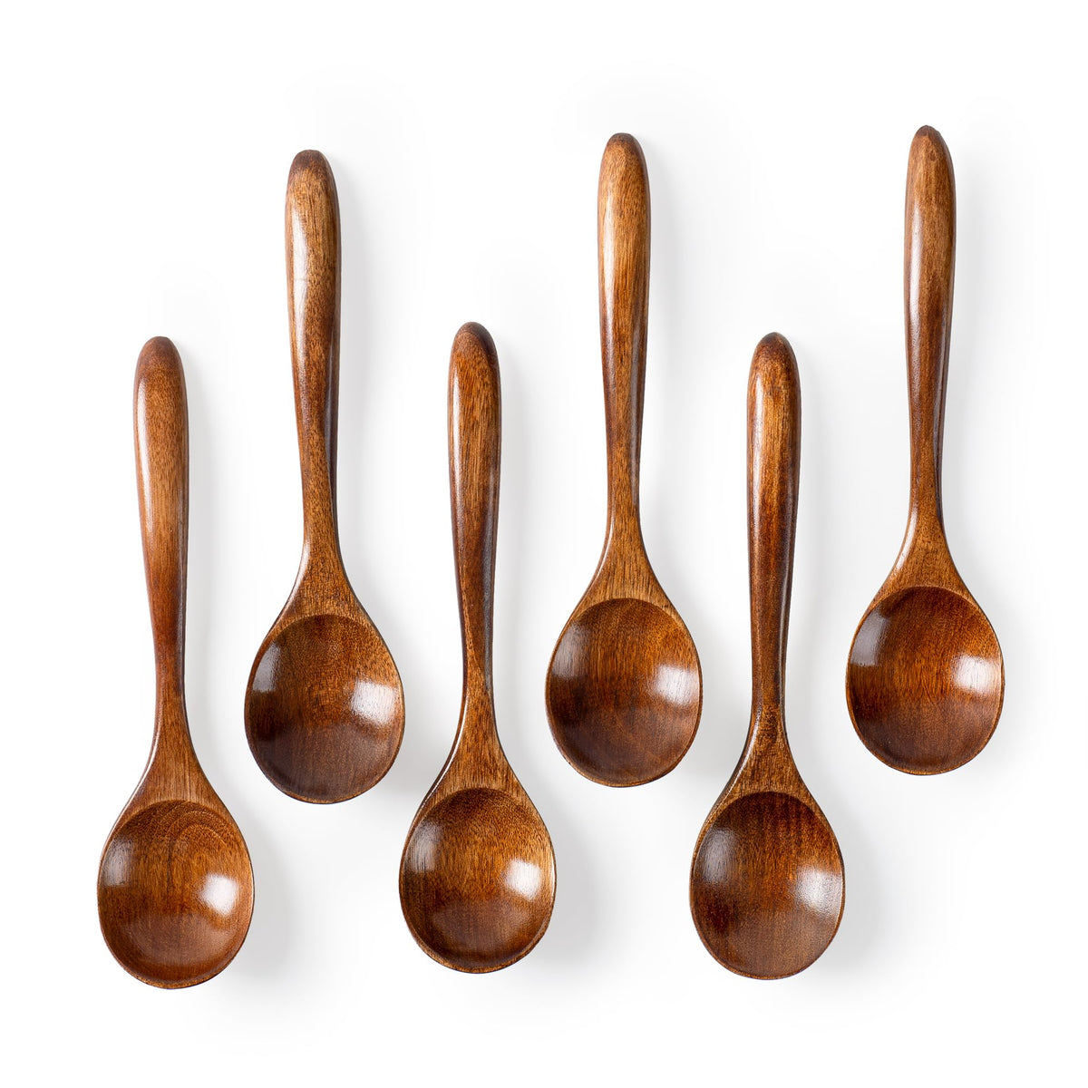 Hefild cucharas de miel de madera, juego de seis, diseño premium para servir con precisión.
