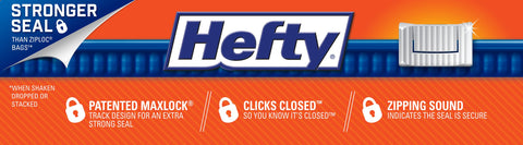 Base expandible de las bolsas Hefty Slider facilita llenar y organizar.