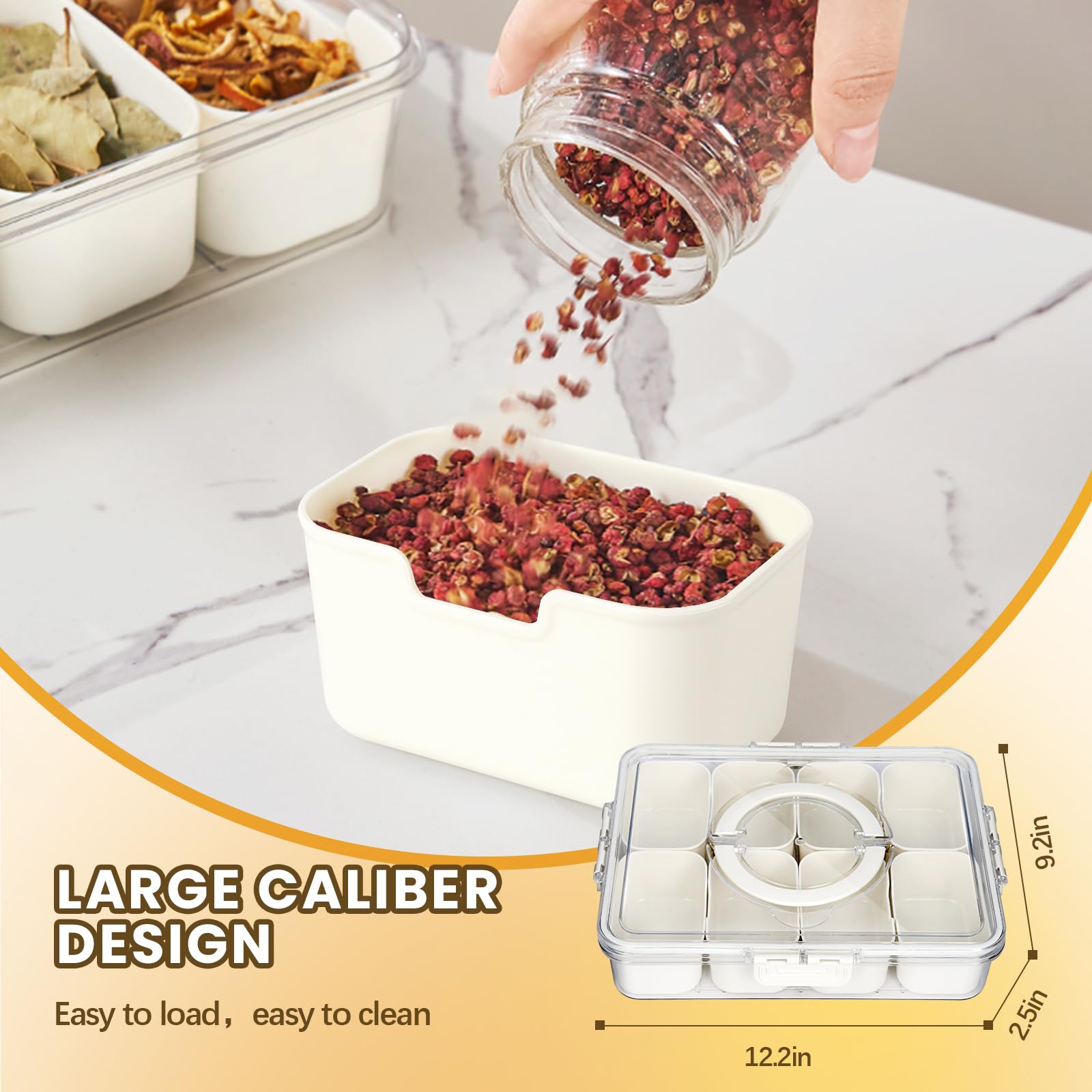 Hegrish organizador tentempié con ocho compartimentos, fácil de limpiar y apto para lavavajillas.