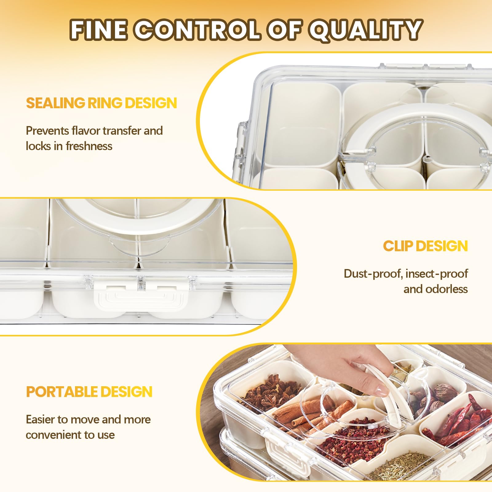 Hegrish organizador tentempié ocho compartimentos para mantener frutas y aperitivos bien ordenados.