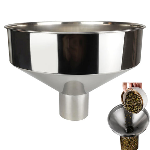 Embudo grande Heidouse de acero inoxidable con acabado pulido, ideal para transferencias grandes.