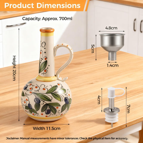 Dispenser HeiheiTom en cerámica pintada a mano, ideal para aceites y vinagres.