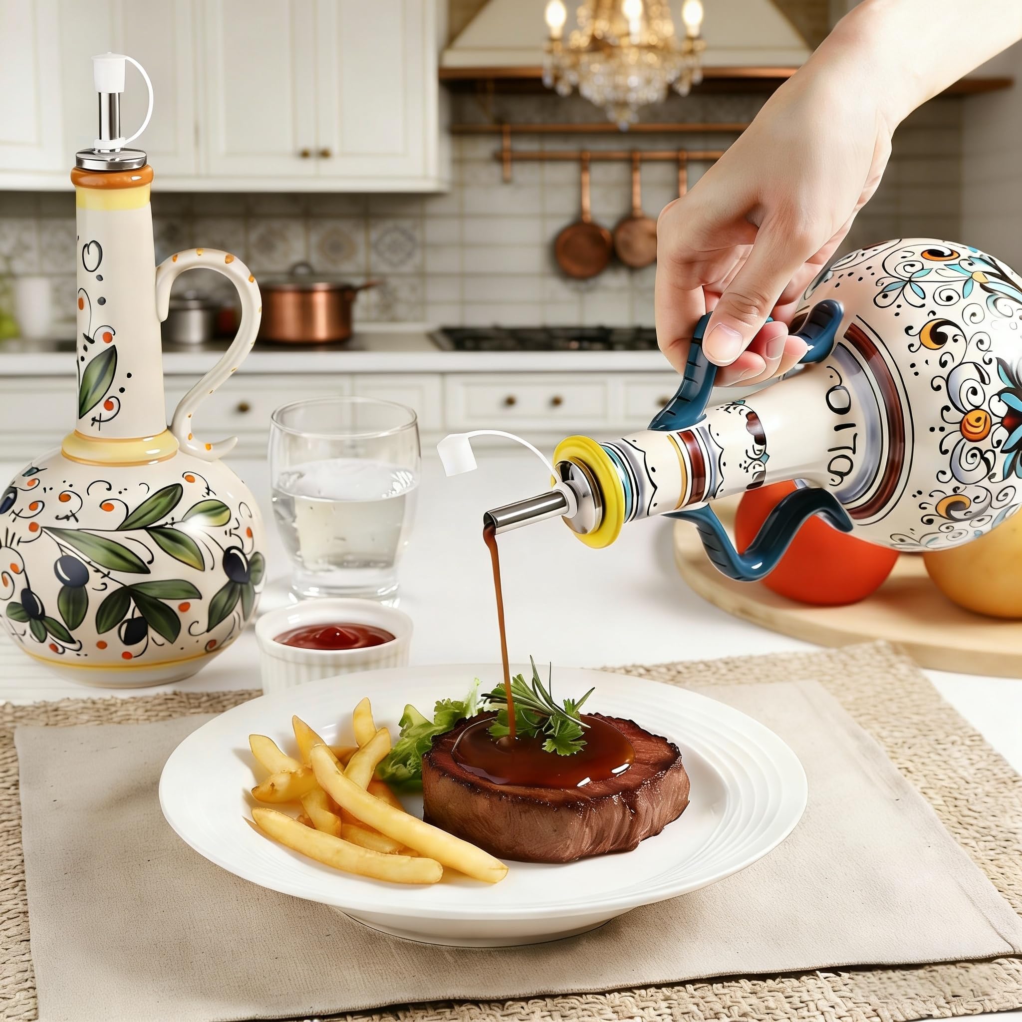 Uso versátil para aceites, salsas y vinagres en la cocina.