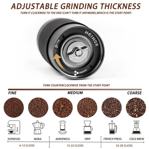 HEIHOX molinillo manual con muelas cónicas de acero para espresso perfecto
