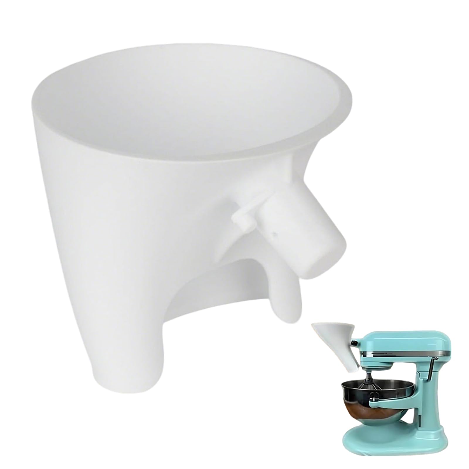 Heiluxe embudo para harina en KitchenAid, vertido limpio y preciso.