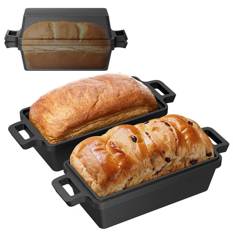 Heimekite pan de hierro 9x5 con tapa: hornea pan casero de forma uniforme.