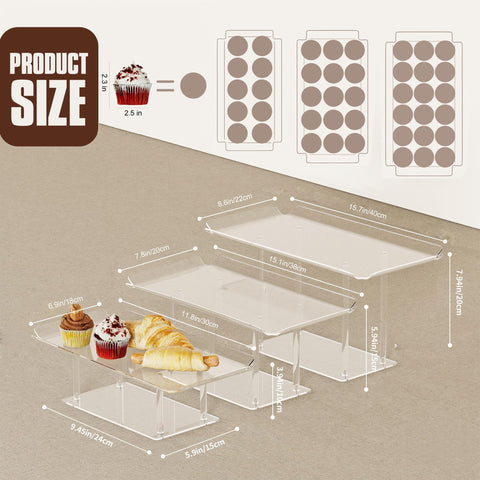 HeiMma bandeja acrílica rectangular para dulces, soporte estable para cupcakes.