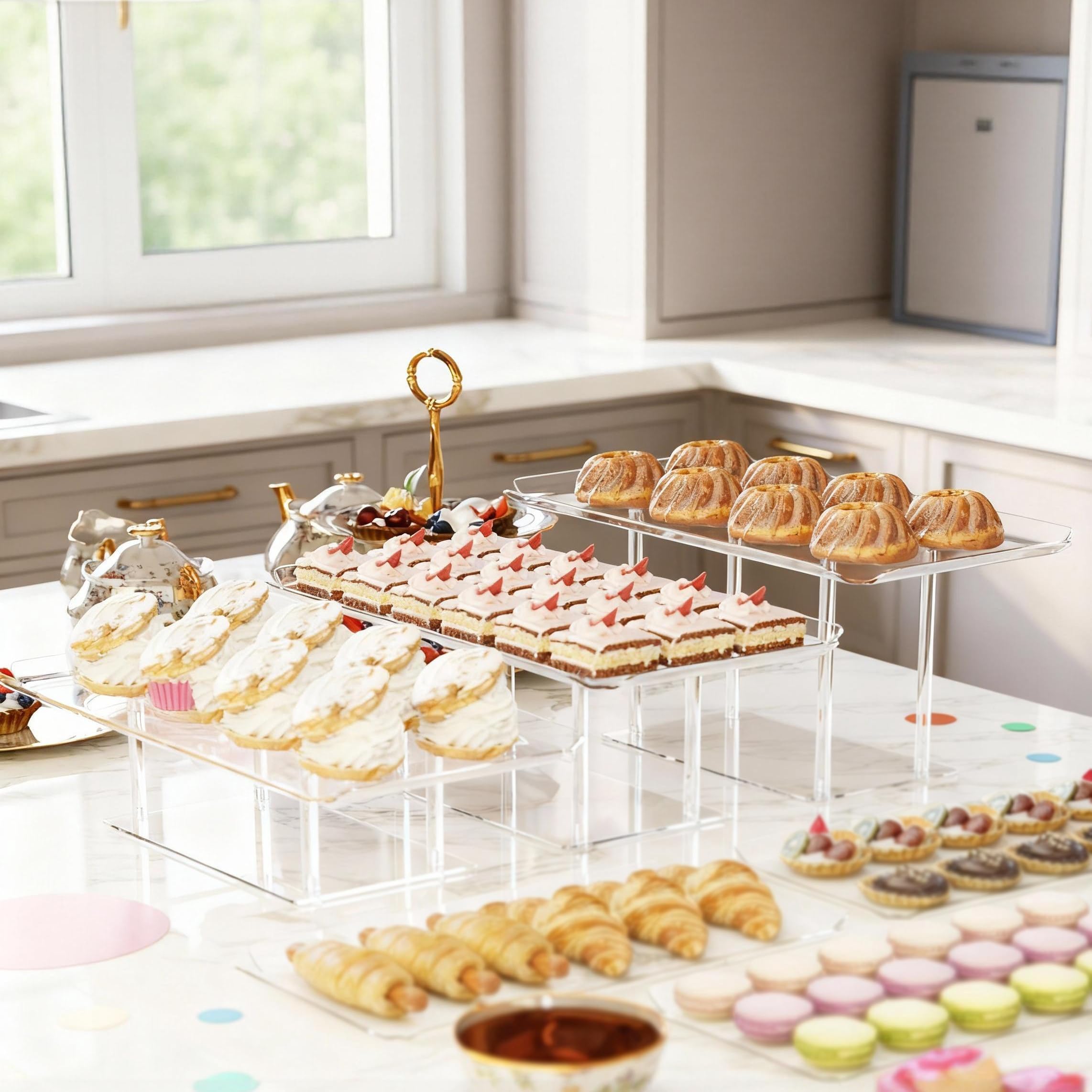 HeiMma set de postres acrílico, montaje rápido para eventos.