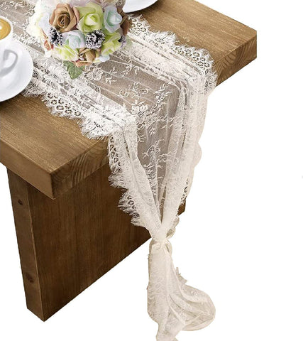 HEIPINIUYE camino de mesa de encaje blanco para bodas y eventos elegantes.