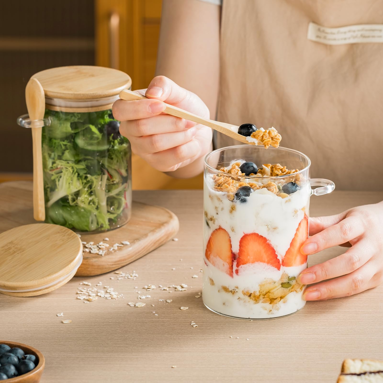 Uso versátil para avena nocturna, yogur y frutos secos.