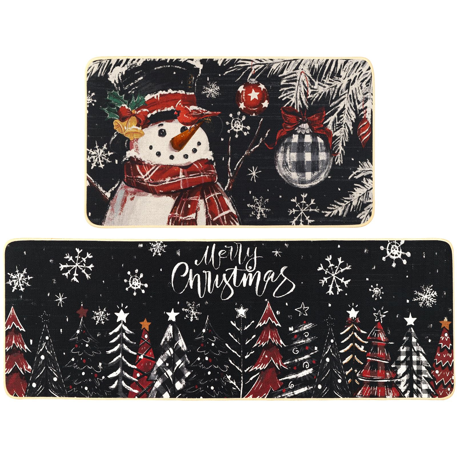 Alfombrilla Heirloom Haven Navidad con árbol y nieve para cocina, protege el suelo