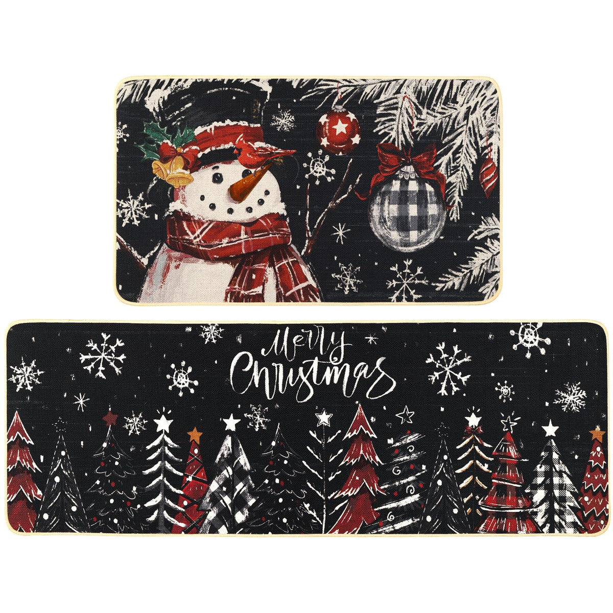 Alfombrilla Heirloom Haven Navidad con árbol y nieve para cocina, protege el suelo