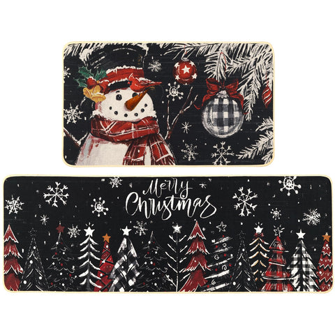 Alfombrilla Heirloom Haven Navidad con árbol y nieve para cocina, protege el suelo