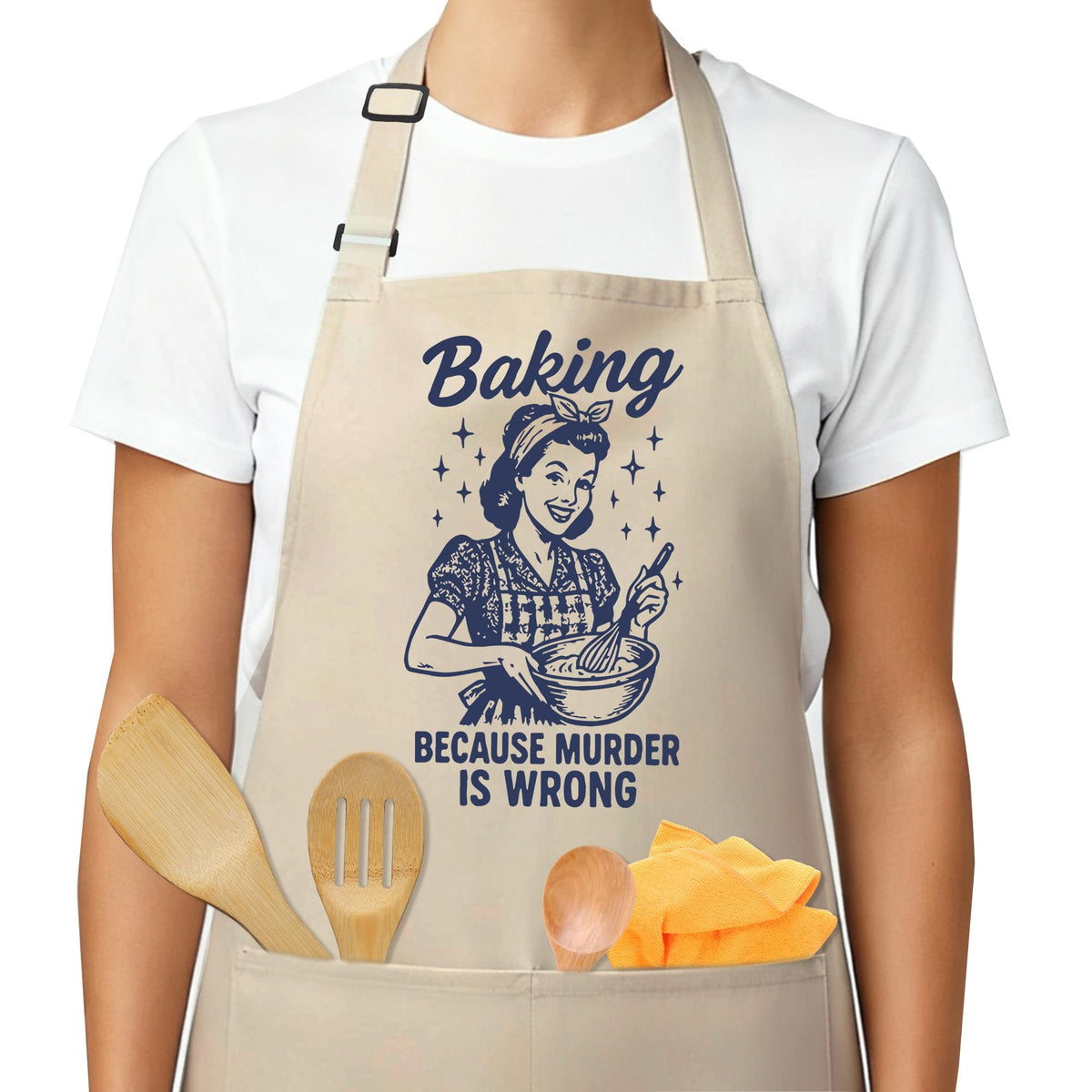Delantal heiyihe con mensaje divertido para cocinar; ideal regalo para amantes de la cocina.