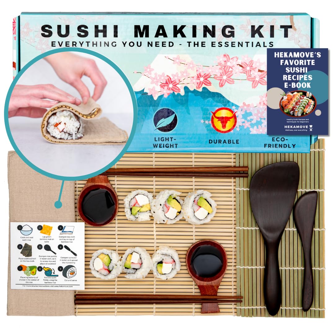 HEKAMOVE esterillas de bambú verdes para sushi, ideales para enrollar con precisión