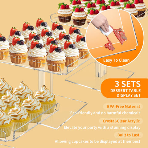HEKORE display de buffet con tres alturas, para pasteles y bocadillos.